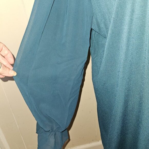 * NEW Surplice Wrap Teal Blouse STUDIO 1886 Ladies Large 12 - 14 - Picture 10 of 10